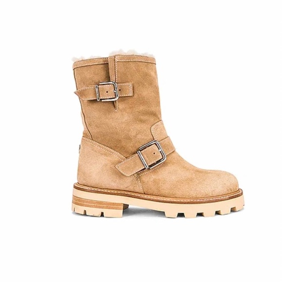 18- JIMMY CHOO Suede Stucco/Natural Boot - Picture 12 of 14